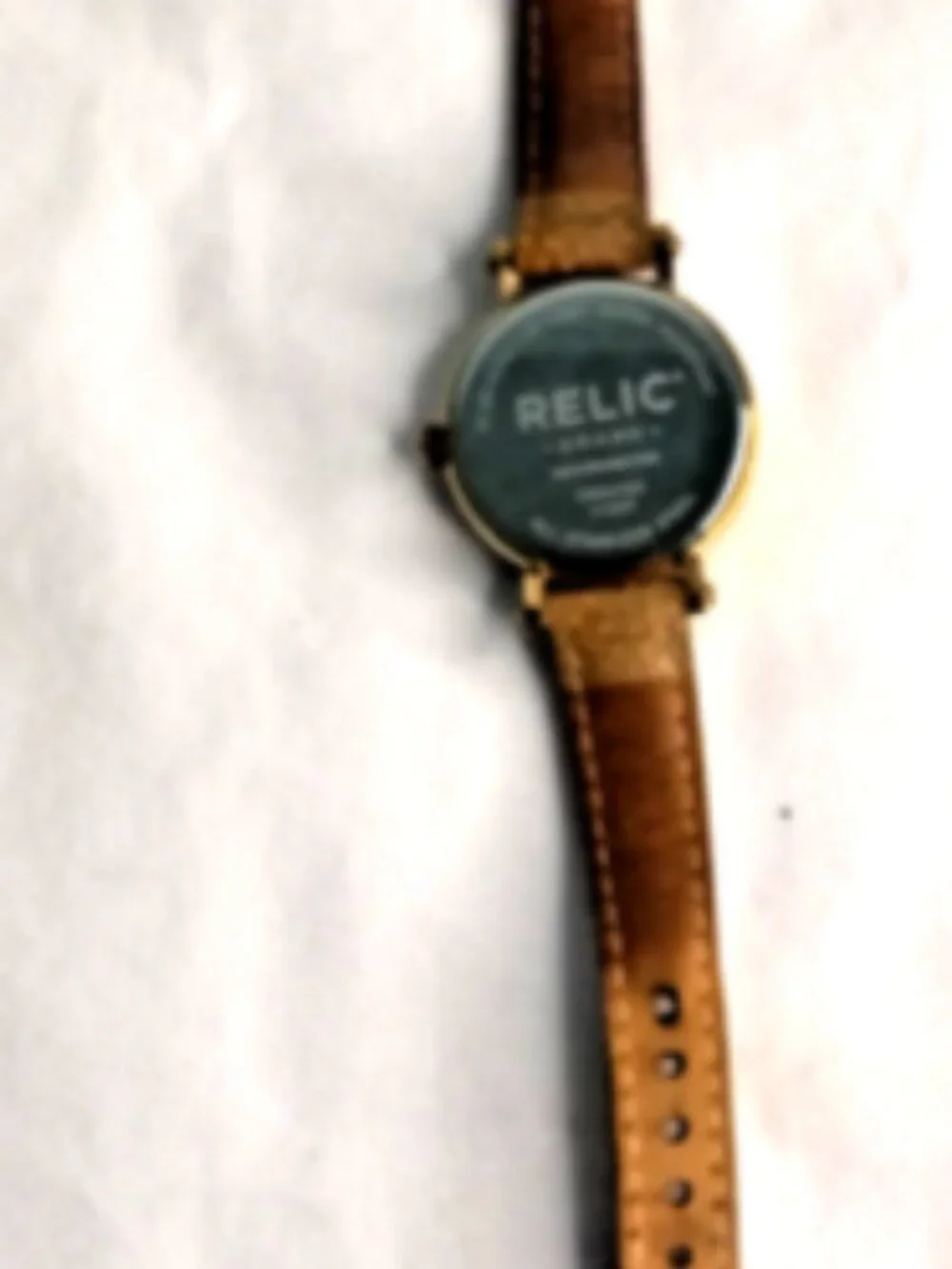 Relic by Fossil Women's Watch Tan Leather Crystal Bezel New Battery Runs ZR34158